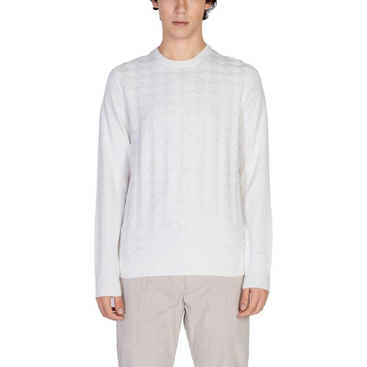 Antony Morato white cotton wool blend men's knitwear from Fall/Winter collection, elegant long-sleeve T-shirt for stylish layering.