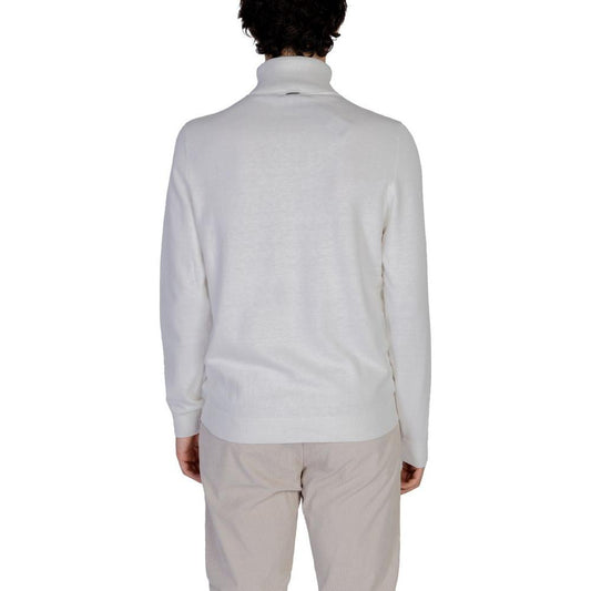 Back view of Antony Morato white cotton sweater for men, part of fall/winter collection, 90% cotton and 10% wool composition.