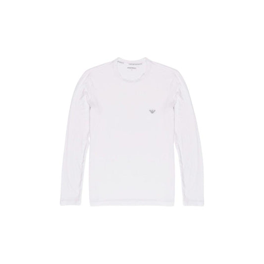 Emporio Armani Underwear white modal long-sleeve shirt for men, soft and comfortable fit, model 111984 4F511.