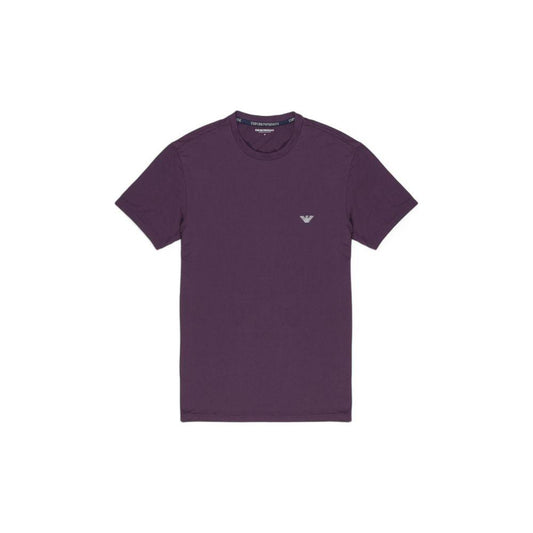 Emporio Armani Underwear purple modal t-shirt with short sleeves and logo, made from 90% modal and 10% elastane for comfort and style.