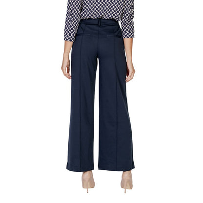 ICHI Blue Polyester Casual Pants