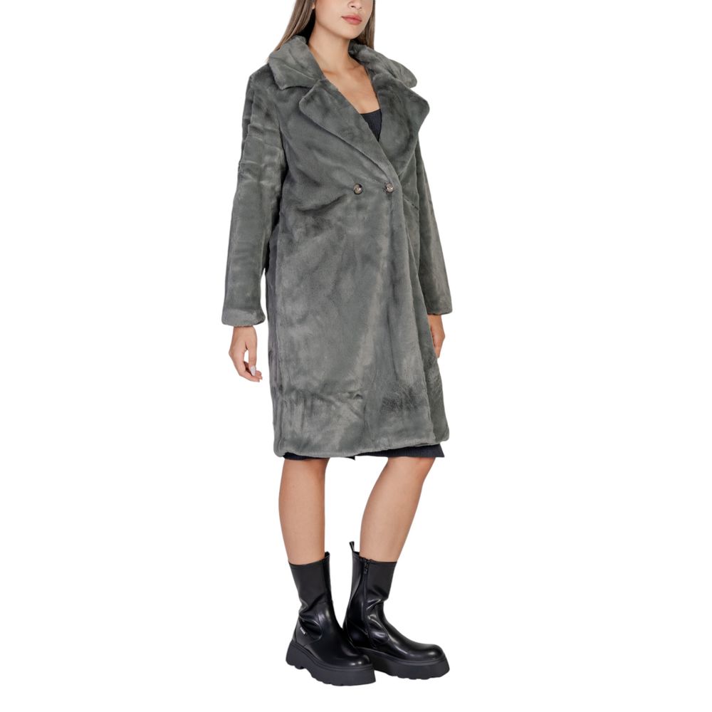 ICHI Black Polyester Coat