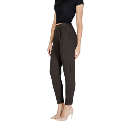 ICHI Brown Polyester Casual Pants