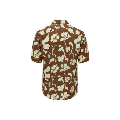 Only & Sons Brown Viscose Shortsleeve Shirt