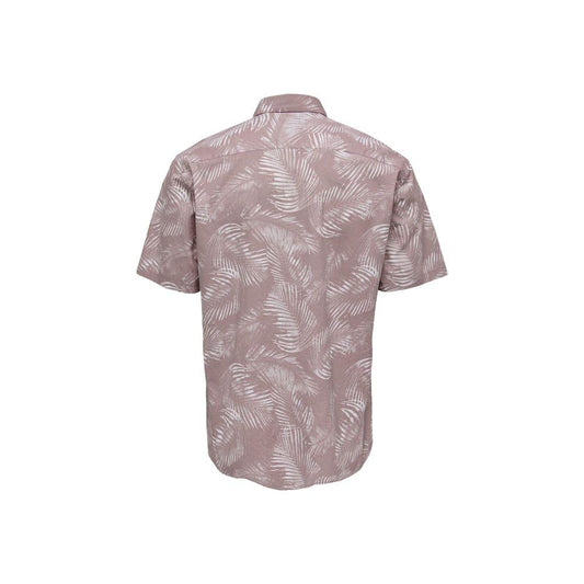 Back view of Only & Sons purple cotton men's short-sleeved shirt, perfect for spring/summer collection, featuring a subtle pattern.
