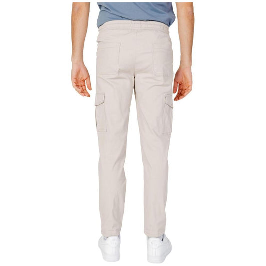 Back view of Only & Sons beige cotton jeans & pants for men, featuring spring/summer style with pockets, made of 98% cotton, 2% elastane.