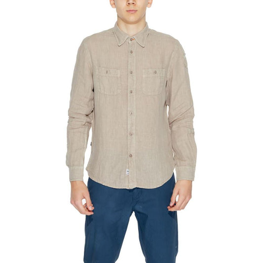 Blauer beige linen long-sleeved men's shirt, spring/summer collection, 100% linen