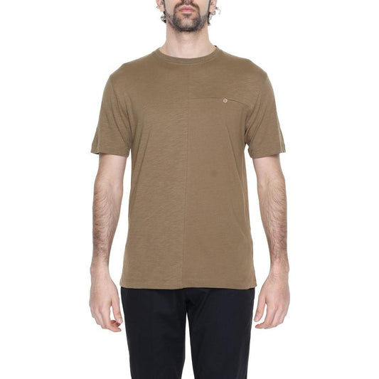 Hamaki-Ho gray cotton T-shirt, men's spring/summer collection, featuring short sleeves and lightweight fabric, front view.