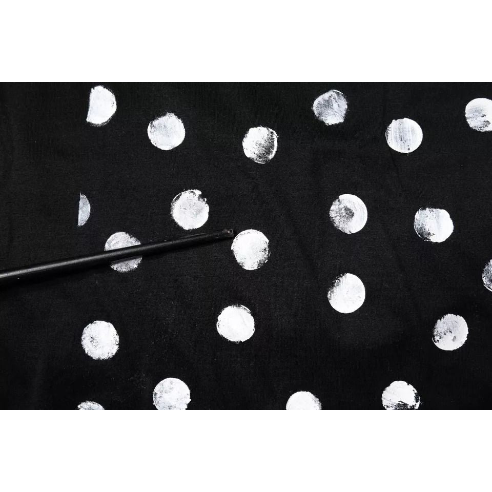 Dolce & Gabbana Black Cotton Polka Dots Round Neck T-shirt
