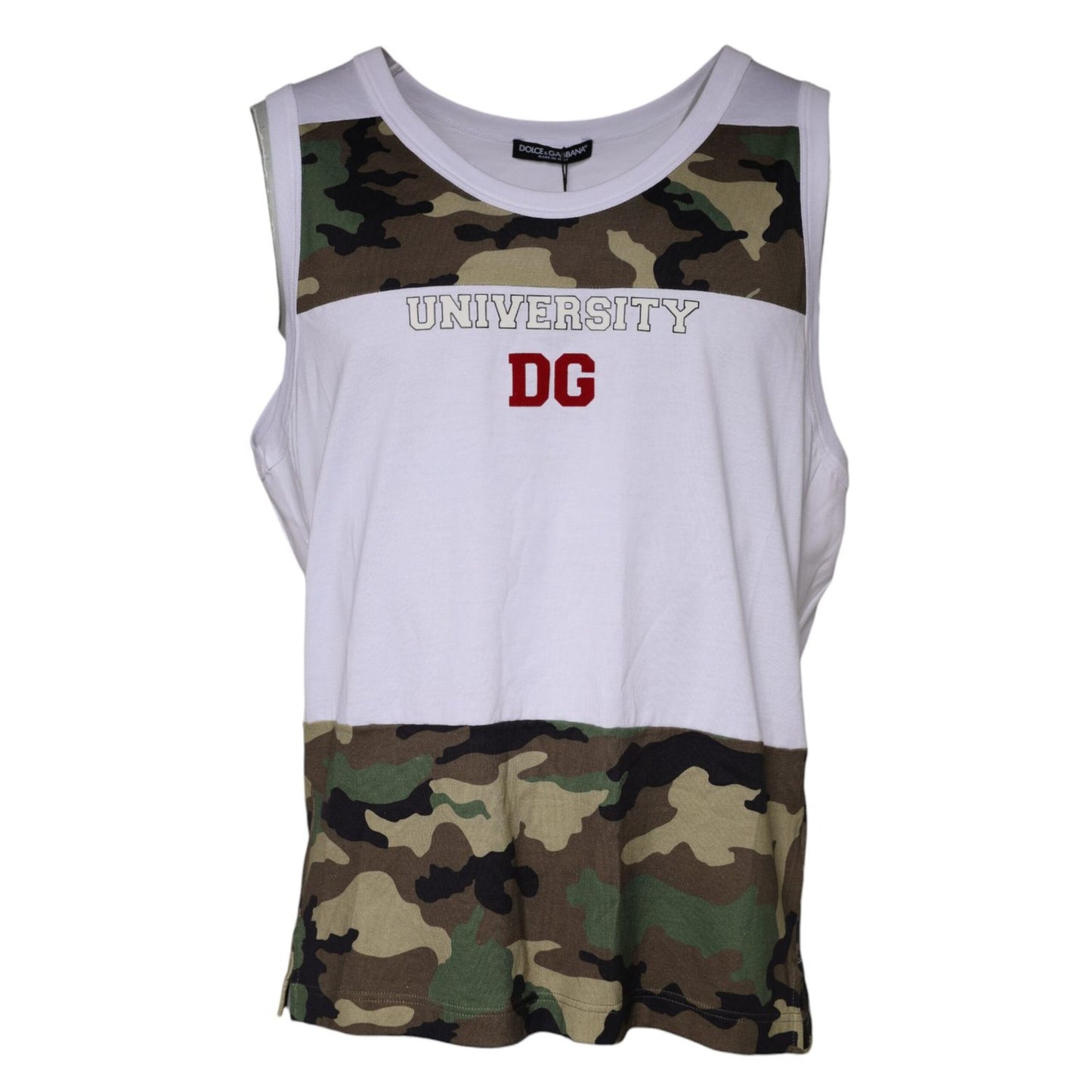 Dolce & Gabbana White Camouflage Tank Sleeveless T-shirt