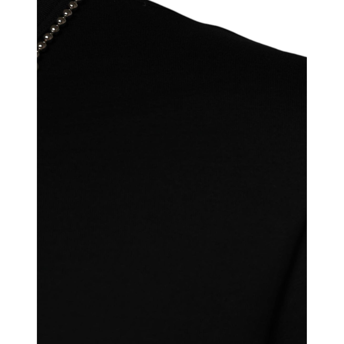 Dolce & Gabbana Black Cotton Necklace Embellished T-shirt TSH87060-44