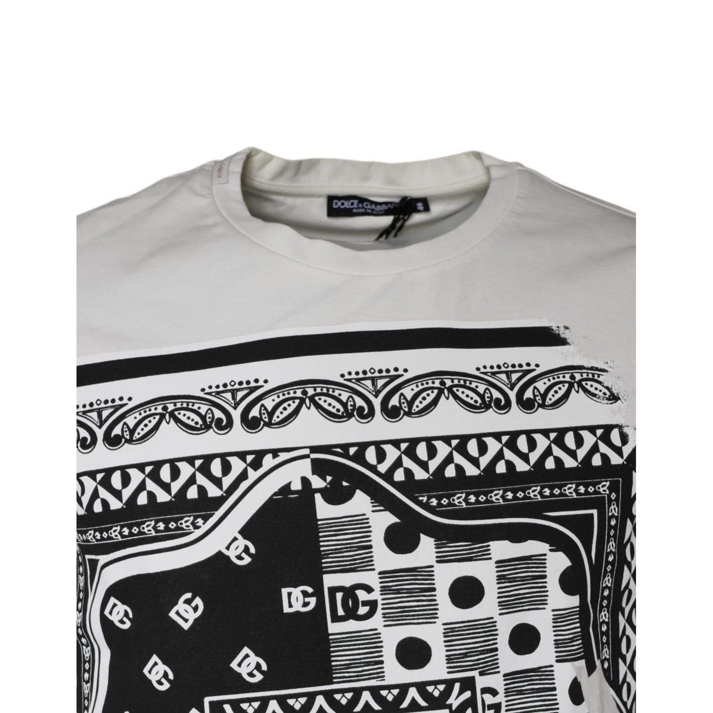 Dolce & Gabbana White Bandana Print Cotton Short Sleeves T-shirt