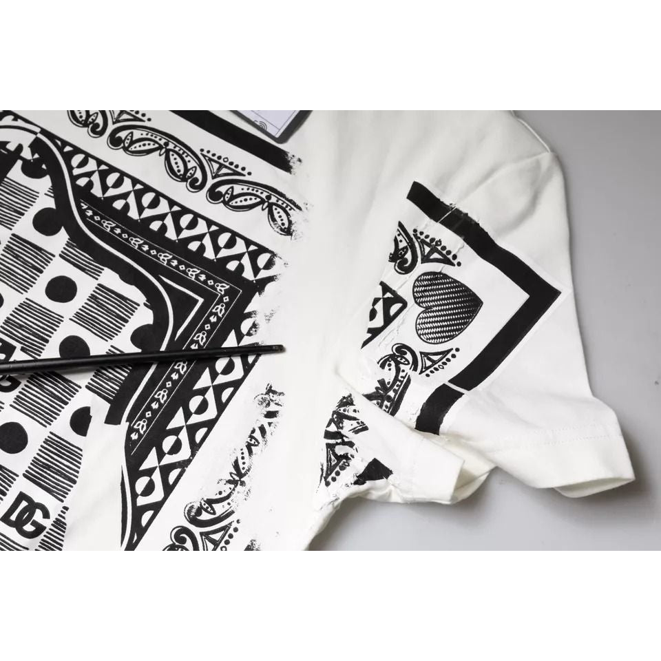 Dolce & Gabbana White Bandana Print Cotton Short Sleeves T-shirt