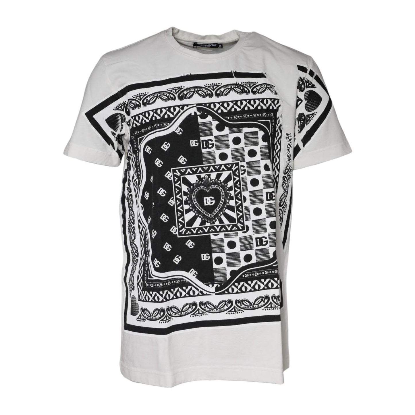 Dolce & Gabbana White Bandana Print Cotton Short Sleeves T-shirt