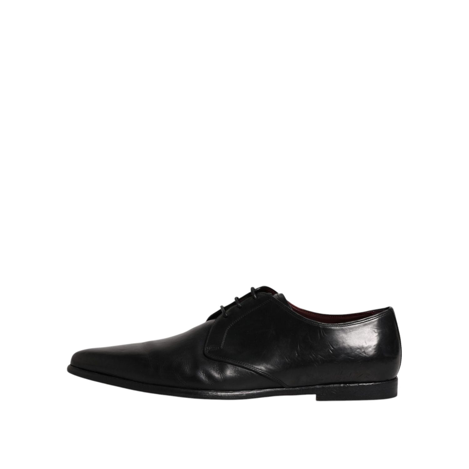 Dolce & Gabbana Black Leather Lace Up Men Derby Formal Shoes