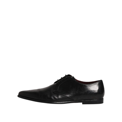Dolce & Gabbana Black Leather Lace Up Men Derby Formal Shoes