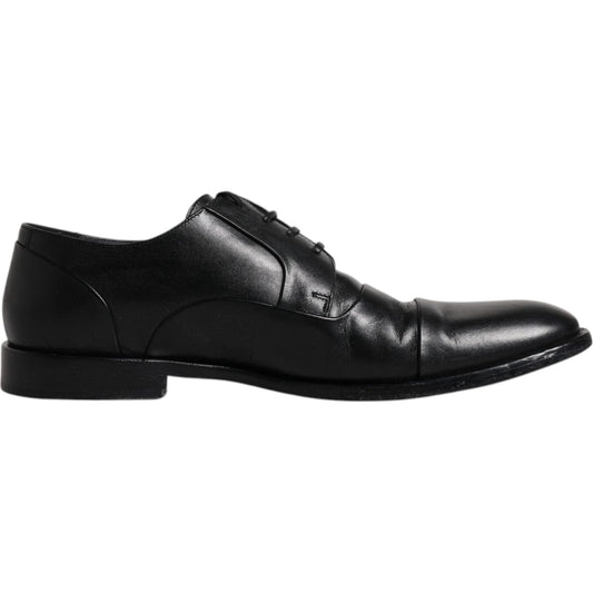 Dolce & Gabbana black leather lace-up men's Derby formal shoes, side view