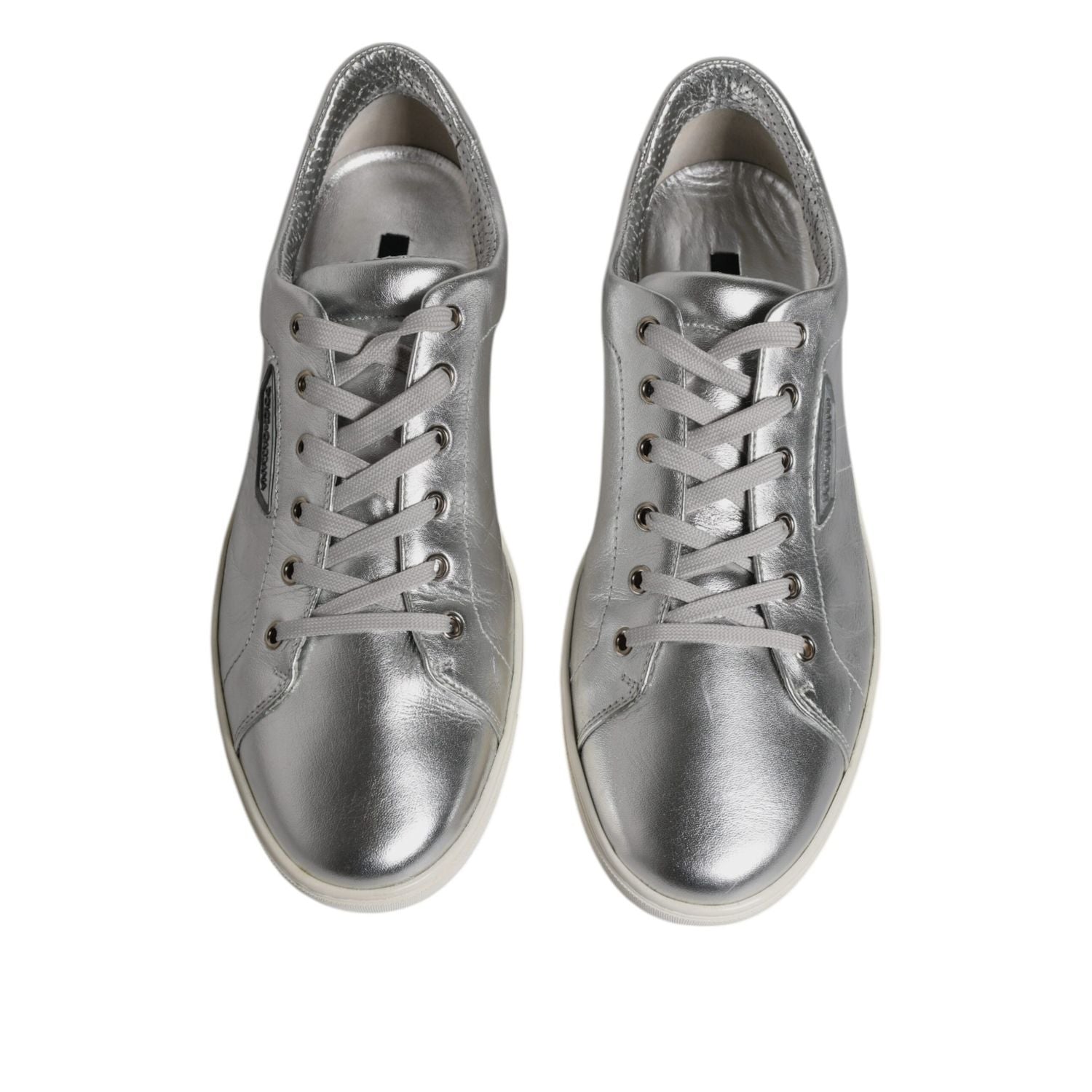 Dolce & Gabbana Silver London Low Top Leather Sneakers Shoes
