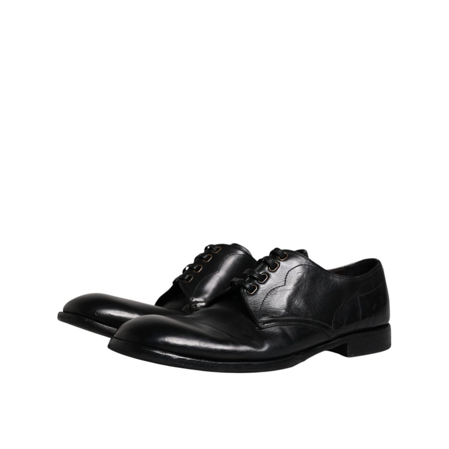 Dolce & Gabbana Black Leather Derby Formal Men Dress Shoes