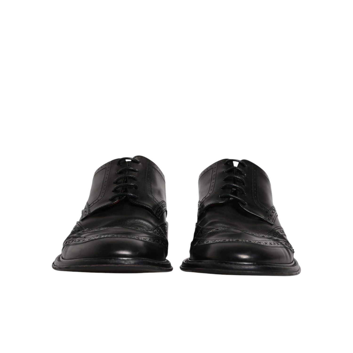 Dolce & Gabbana Black Leather Derby Wingtip Formal Shoes