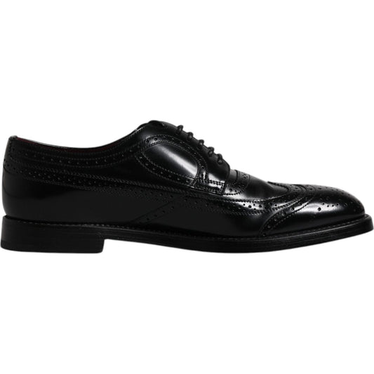 Dolce & Gabbana Black Leather Derby Wingtip Formal Shoes MV6503-43