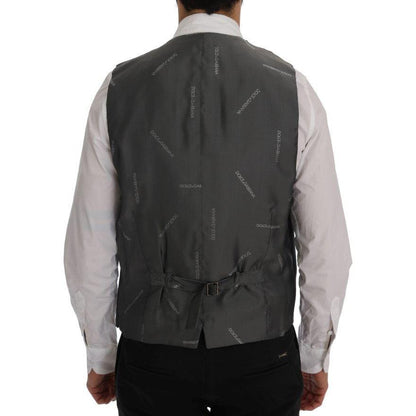 Dolce & Gabbana Gray STAFF Cotton Striped Vest