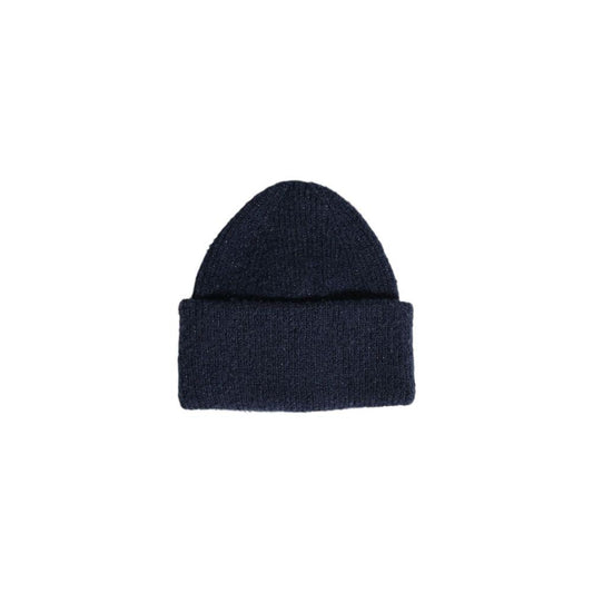 Pieces Blue Recycled Polyester Hat, sustainable winter beanie for women with metallic fibers, eco-friendly fashion accessory.