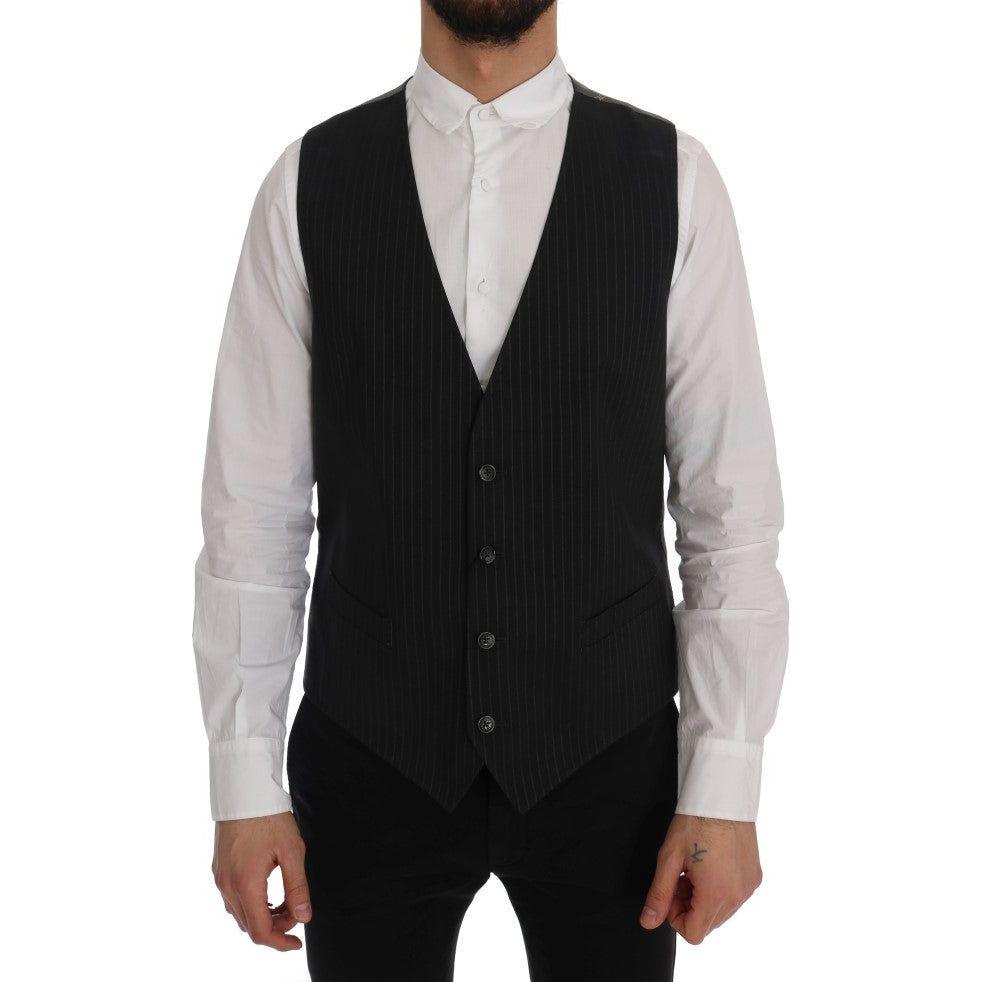 Dolce & Gabbana Gray STAFF Cotton Striped Vest