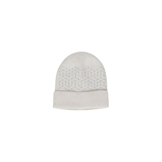 Pieces Beige Polyester Sequin Beanie Hat for Women - Stylish and Warm, Perfect for Casual and Special Occasions.