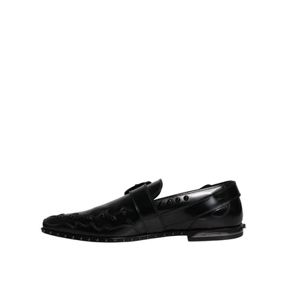 Dolce & Gabbana Black Embellished Derby Monk Strap Shoes