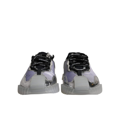 Dolce & Gabbana Silver Black Nylon NS1 Low Top Sneakers Shoes