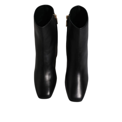 Dolce & Gabbana Black Jackie Leather Mid Calf Boots Shoes