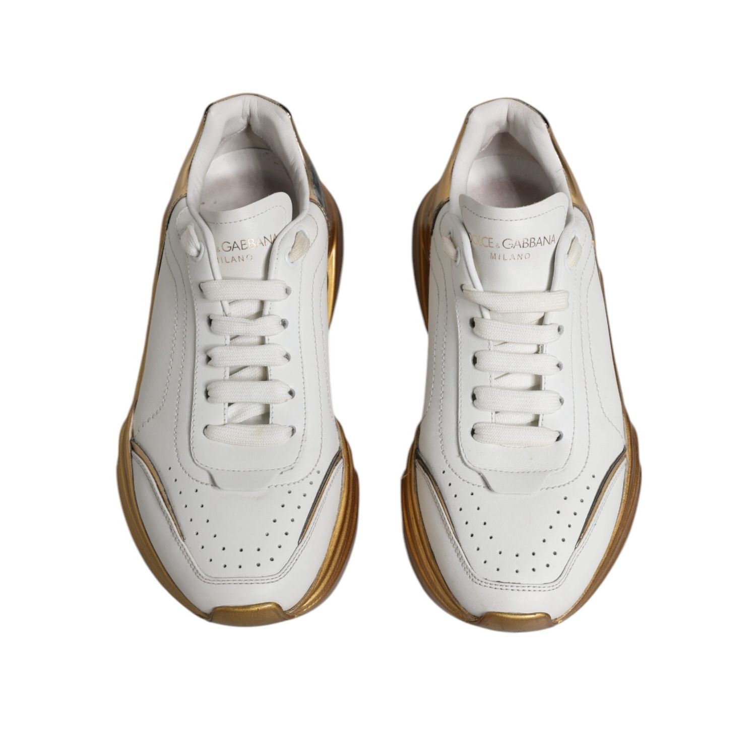 Dolce & Gabbana White Gold Daymaster Low Top Sneakers Shoes