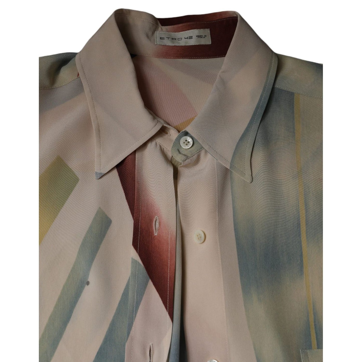 Etro Beige Printed Collared Buttoned Long Sleeves Blouse Top