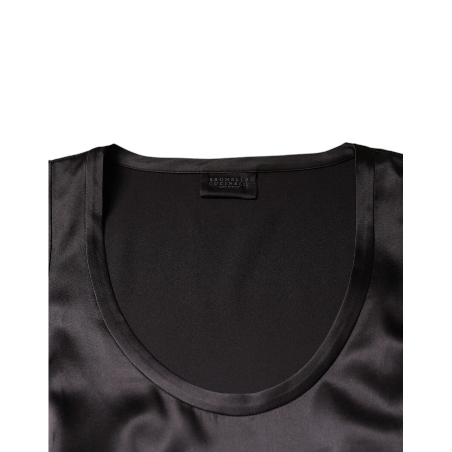 Brunello Cucinelli Black Silk Blend Sleeveless Tank Top