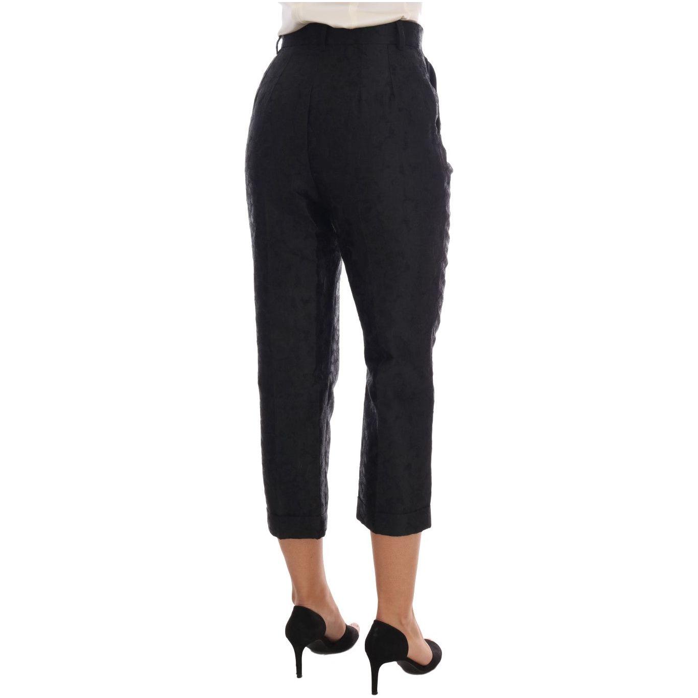 Dolce & Gabbana Black Floral Brocade Capri Pants Jeans & Pants