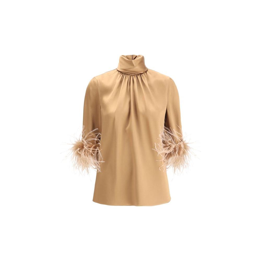 Dolce & Gabbana Dolce & Gabbana Feathers Blouse DO-F7AL6TFU1NUM0180-IT40 | M 1728,72470364320,Brown,Clothing,Dolce & Gabbana,IT40 | M,New with tags,Shirts - Women - Clothing,Women,Women - Clothing