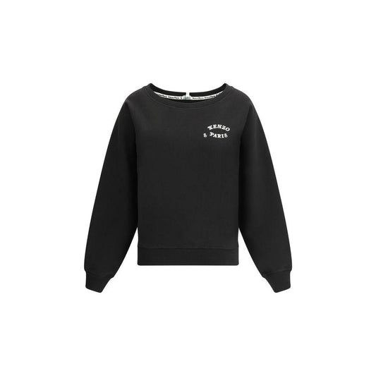 Kenzo cotton sweatshirt with ribbed boatneck, iconic monogram, monochrome design, contrasting maxi print, regular fit and plush interior.