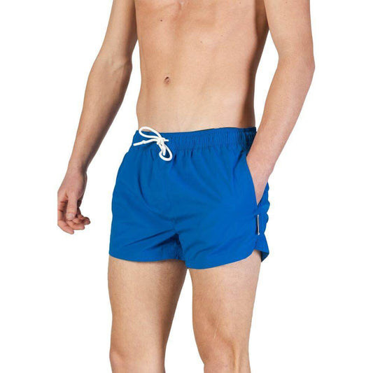 Hamaki-Ho blue polyester men's swimwear, fall/winter collection, featuring a comfortable fit and drawstring waist.