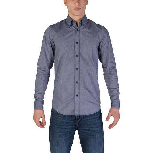 Hugo Boss Men's Blue Cotton Long Sleeve Shirt - Fall/Winter Collection