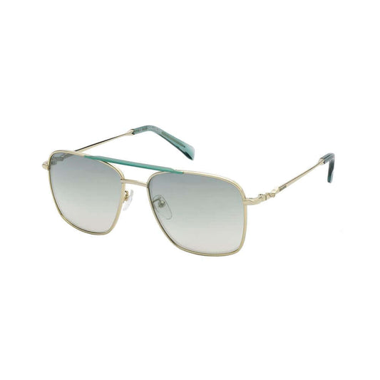 Zadig & Voltaire gold metal sunglasses with green gradient lenses, model SZV337-560492, featuring 56/16/140mm measurements for women.