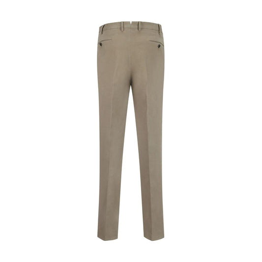 Back view of PT Torino cotton pants with button and zipper closure, two side slash pockets, two back welt pockets, and belt loops.
