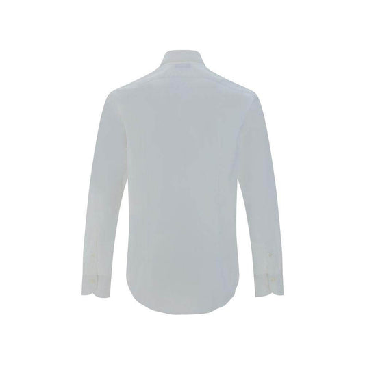 Back view of Deperlu white cotton poplin shirt with classic collar and button cuffs, perfect for formal or casual wear.