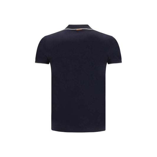 Back view of ZEGNA Cotton Polo Shirt with ribbed collar and embroidered logo