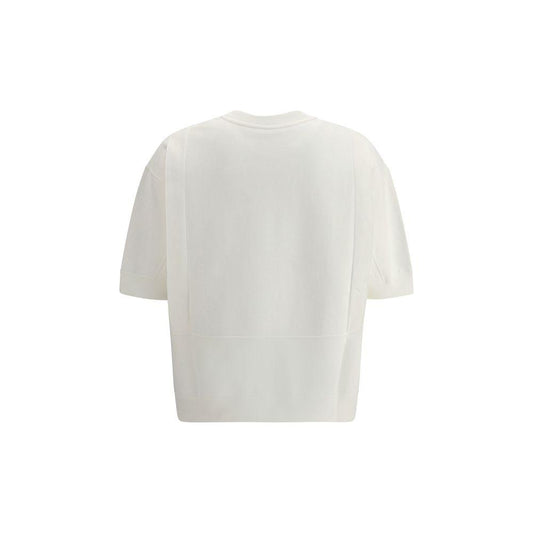 Jil Sander oversized cotton T-shirt with ribbed crew neck, monochrome design, and relaxed modern fit, back view.
