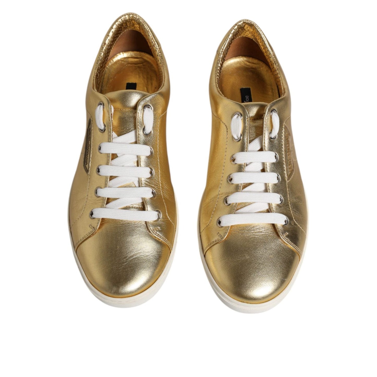Dolce & Gabbana Gold Leather Logo London Men Sneakers Shoes