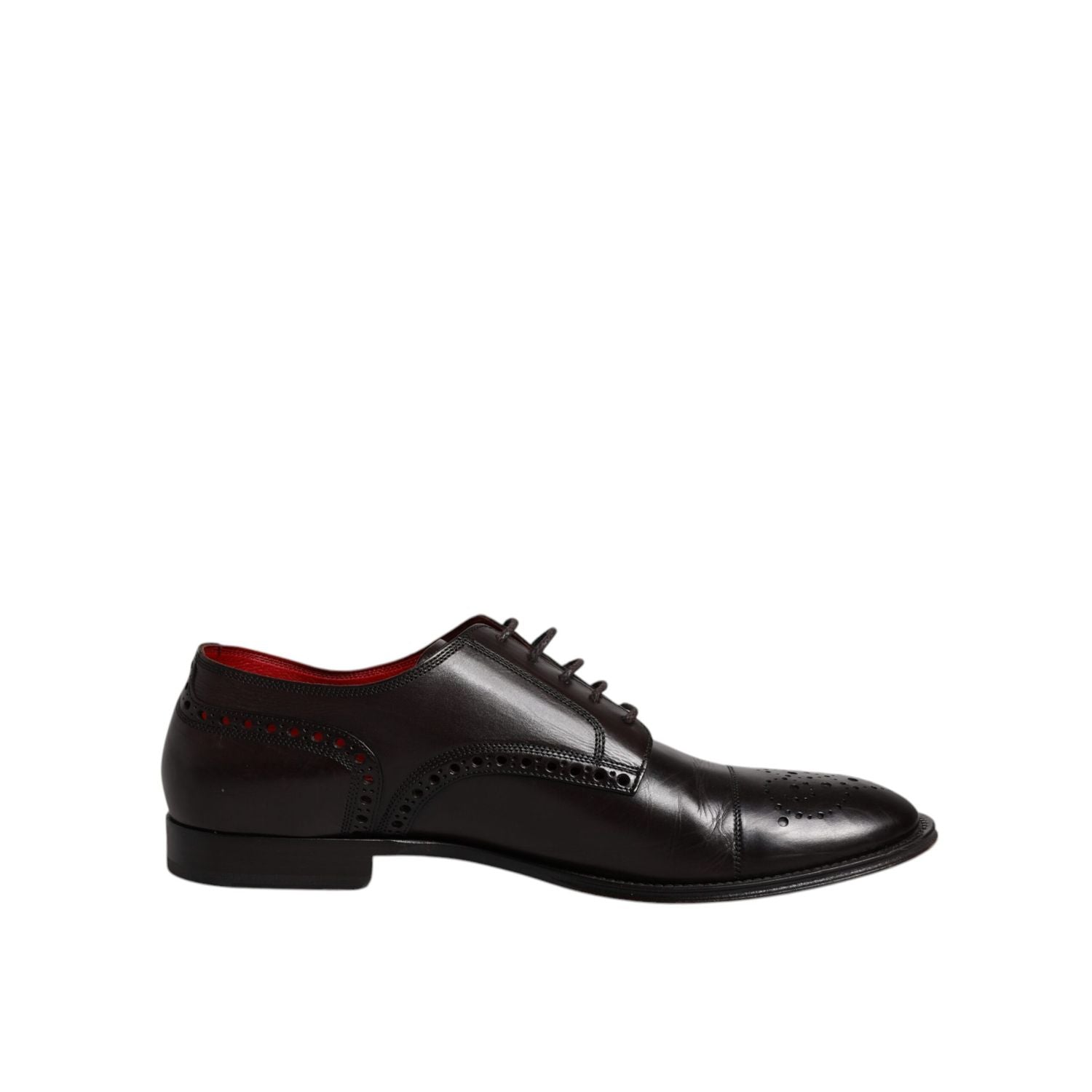 Dolce & Gabbana Black Calfskin Leather Derby Men Dress Shoes