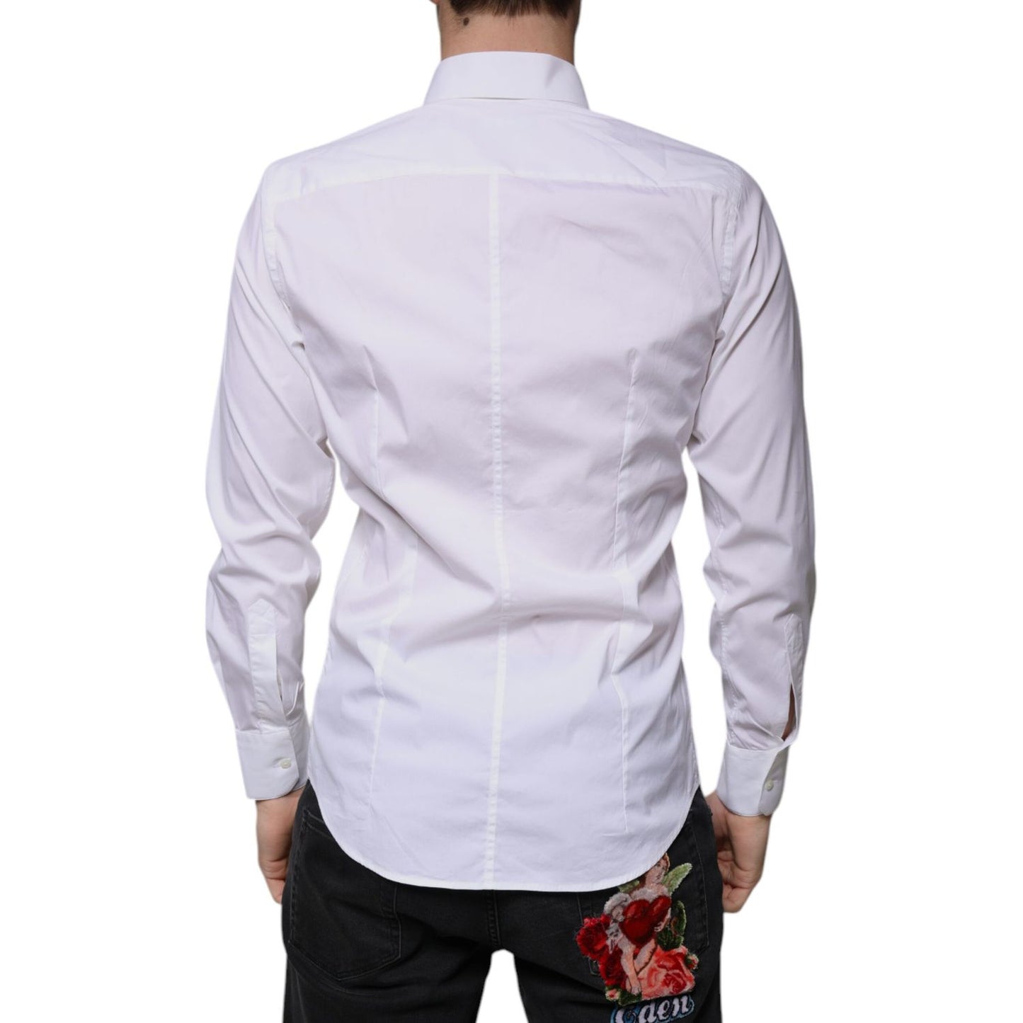 Dolce & Gabbana White Cotton Blend Formal MARTINI Shirt