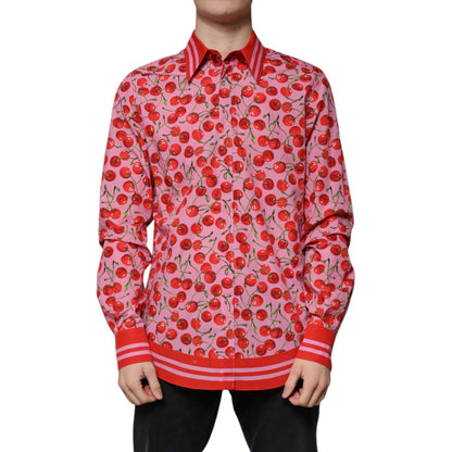Dolce & Gabbana Pink Cherry Cotton Formal MARTINI Dress Shirt