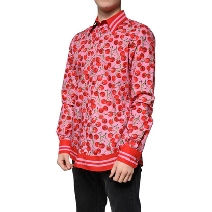 Dolce & Gabbana Pink Cherry Cotton Formal MARTINI Dress Shirt